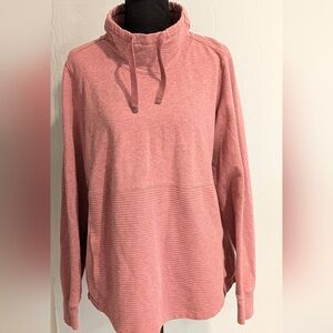 LL Bean Mixed Knit Pullover Sweatshirt Women's Xl Coral